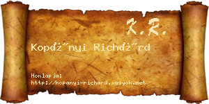 Kopányi Richárd névjegykártya